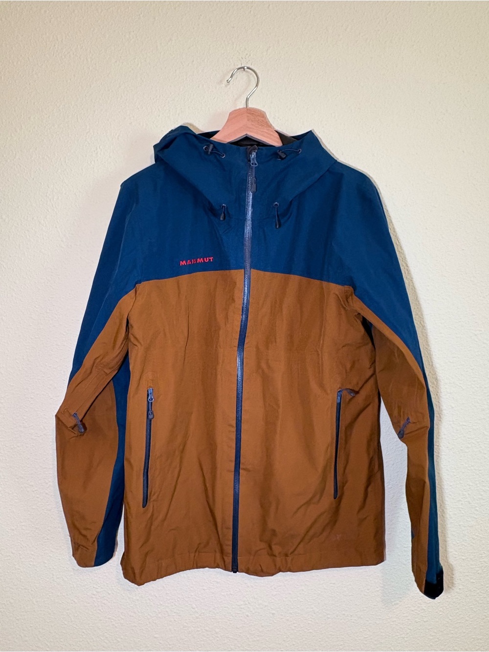 Mammut Two-Tone Hooded Shell Jacket - Teal & Brown